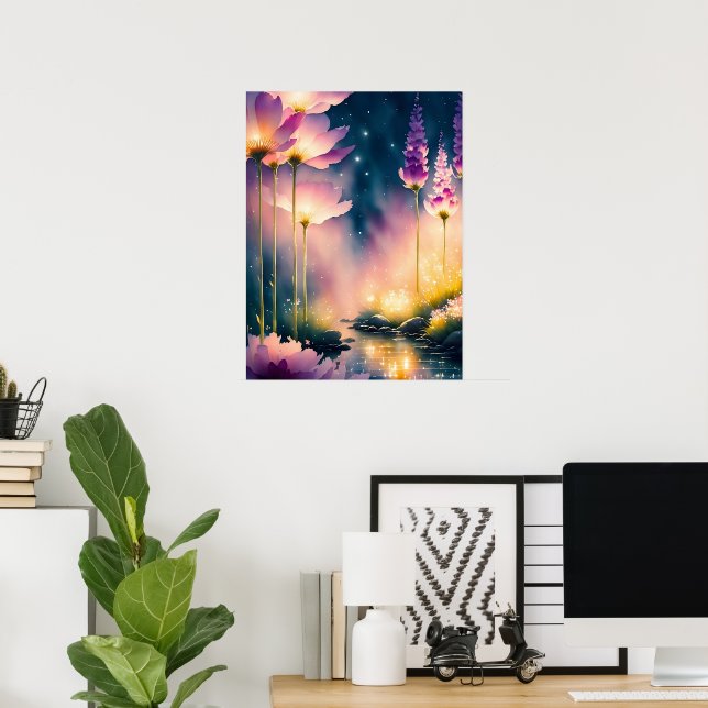 Kosmos blüht Kunstwerk Poster (Heimbüro)