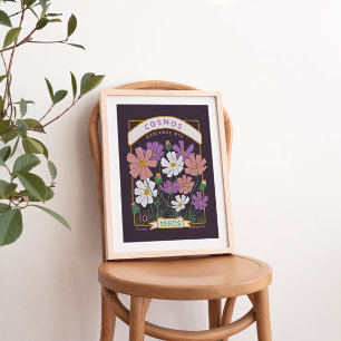 Kosmos Blume Saatpackmittel (tief Lila) Poster