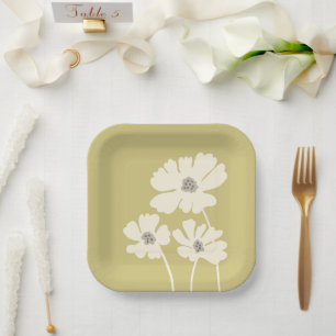 Kosmos-Blume Silhouetten Moderne Blumenmauer Pappteller