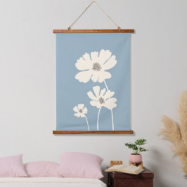 Kosmos-Blume Silhouetten Moderne Blumenmauer Wandteppich Mit Holzrahmen