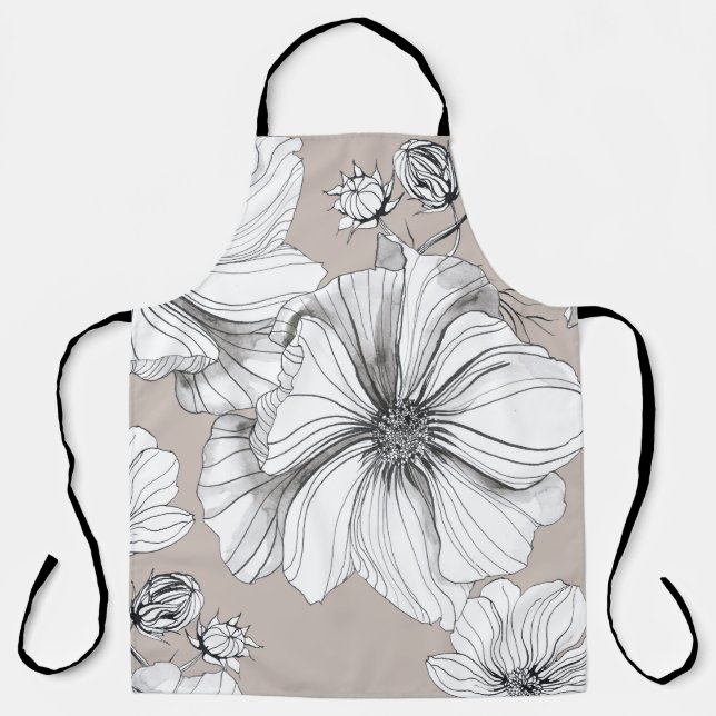 Kosmos-Blumen: Botanisches Zeichnungsmuster. Schürze (Vorderseite)