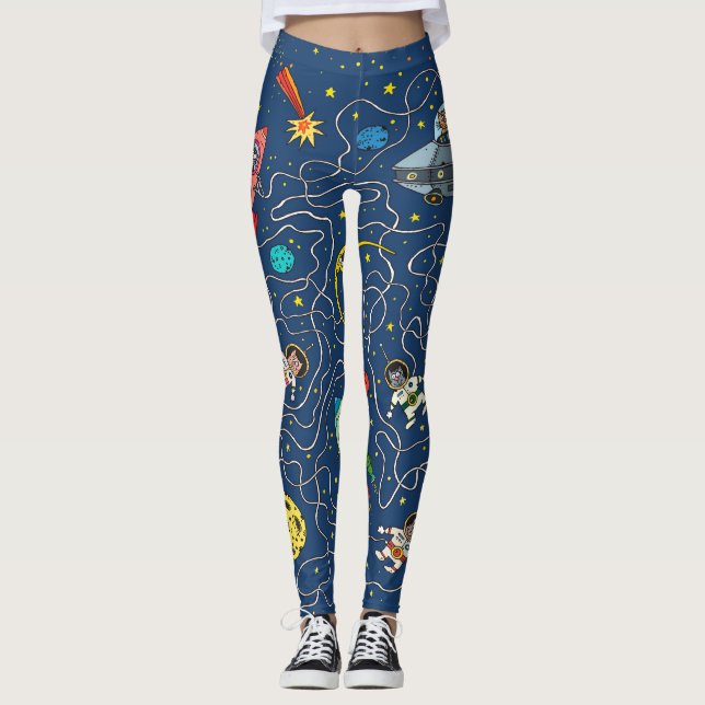 Kosmos-Kosmonautenrakete Leggings (Vorderseite)