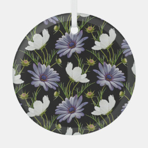 Kosmos-Margerite-Blumennahtloser Collage Ornament Aus Glas