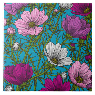 Kosmos-Mix auf blau Fliese