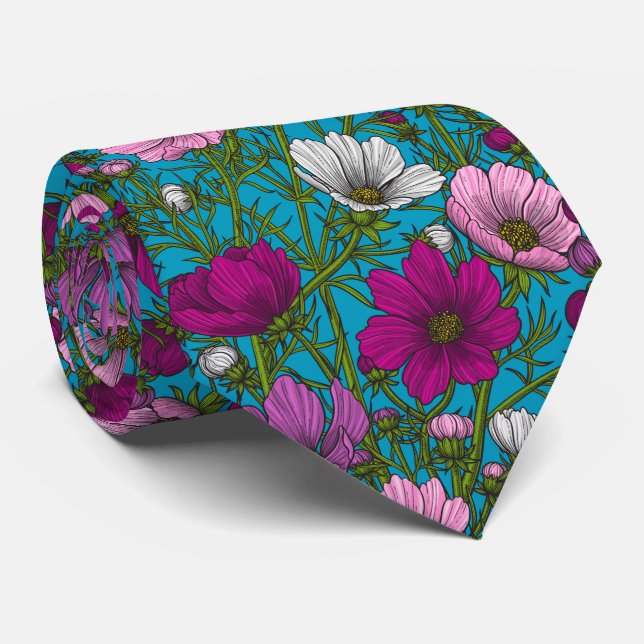 Kosmos-Mix auf blau Krawatte (Gerollt)