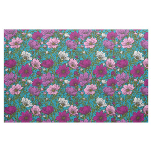 Kosmos-Mix auf blau Stoff (Fat Quarter (45,7 x 55,9 cm))