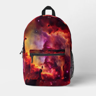Kosmos Weltraum Himmel Rote Nebel Bedruckter Rucksack