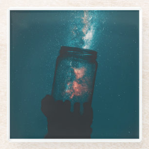 Kosmoswissenschaft in einem Jar-Untersetzer Glasuntersetzer