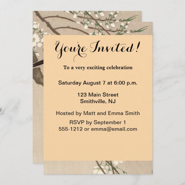 Koson Bird Chickadee Songbird Einladung (Vorne/Hinten)