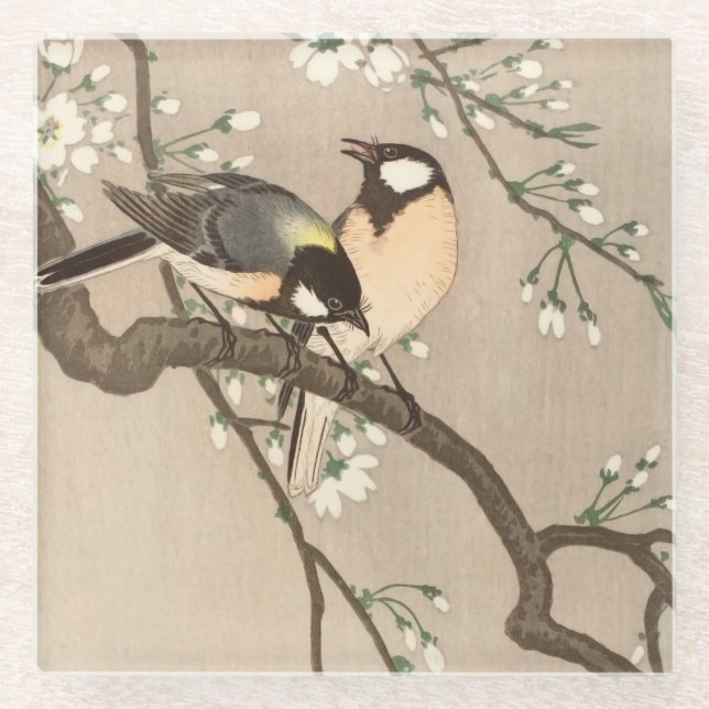 Koson Bird Chickadee Songbird Glasuntersetzer (Vorderseite)