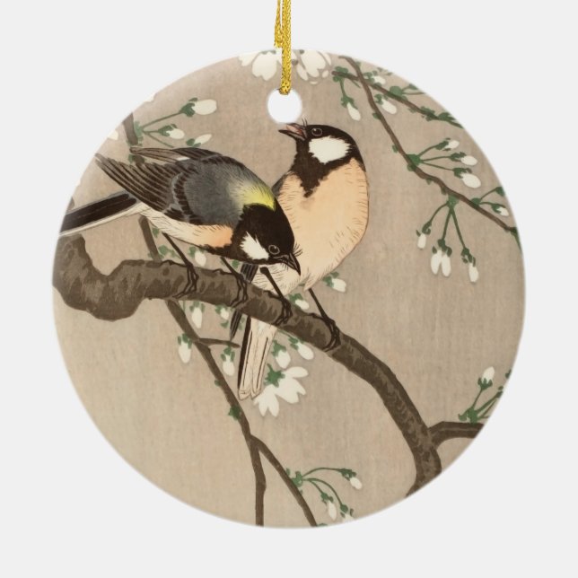 Koson Bird Chickadee Songbird Keramik Ornament (Hinten)