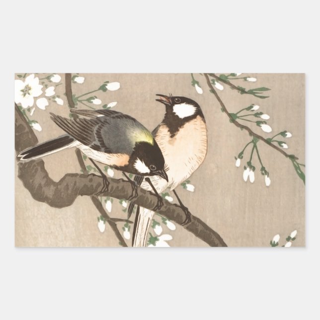 Koson Bird Chickadee Songbird Rechteckiger Aufkleber (Vorderseite)