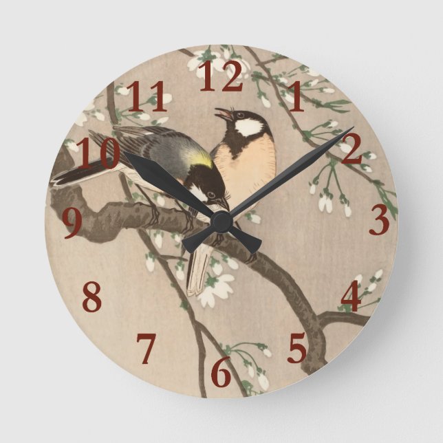 Koson Bird Chickadee Songbird Runde Wanduhr (Vorderseite)