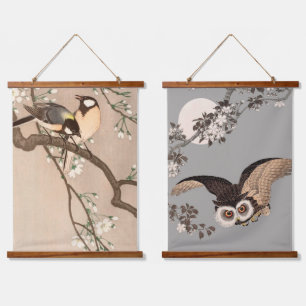 Koson Bird Chickadee Songbird Wandteppich Mit Holzrahmen