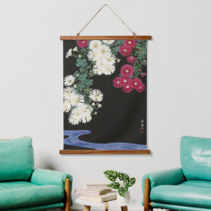 Koson Chrysanthemum Garden Japanische Blume Art Wandteppich Mit Holzrahmen