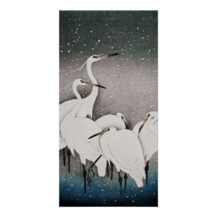 Koson Reiher im Schnee: Vintage-Japan Poster