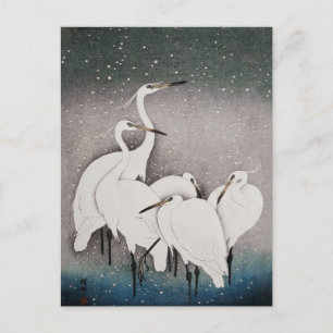 Koson Reiher im Schnee: Vintage-Japan Postkarte