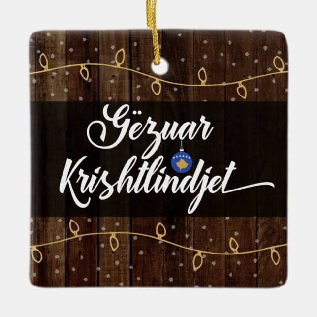 Kosovan Merry Christmas Gëzuar Krishtlindjen Keramikornament (Vorderseite)