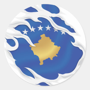 kosovarische Flagge Runder Aufkleber