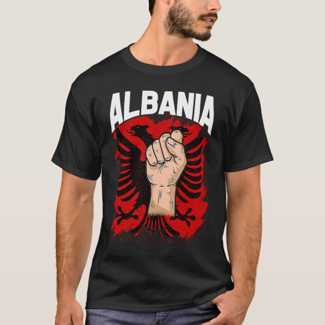 Kosovo Albania  Tirana Flag Double Eagle T-Shirt (Vorderseite)