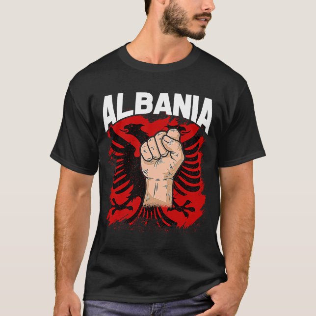 Kosovo Albania  Tirana Flag Double Eagle T-Shirt (Vorderseite)
