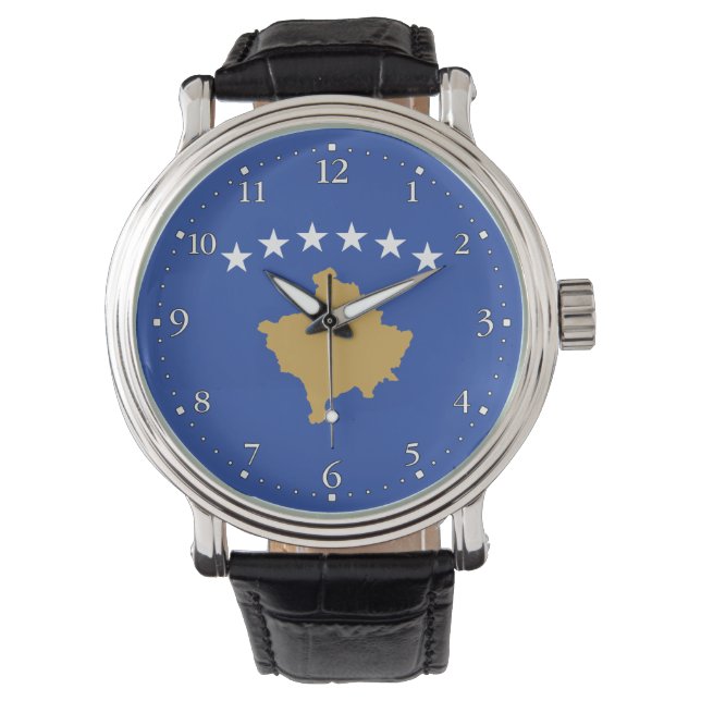 Kosovo-Flagge Armbanduhr (Vorderseite)