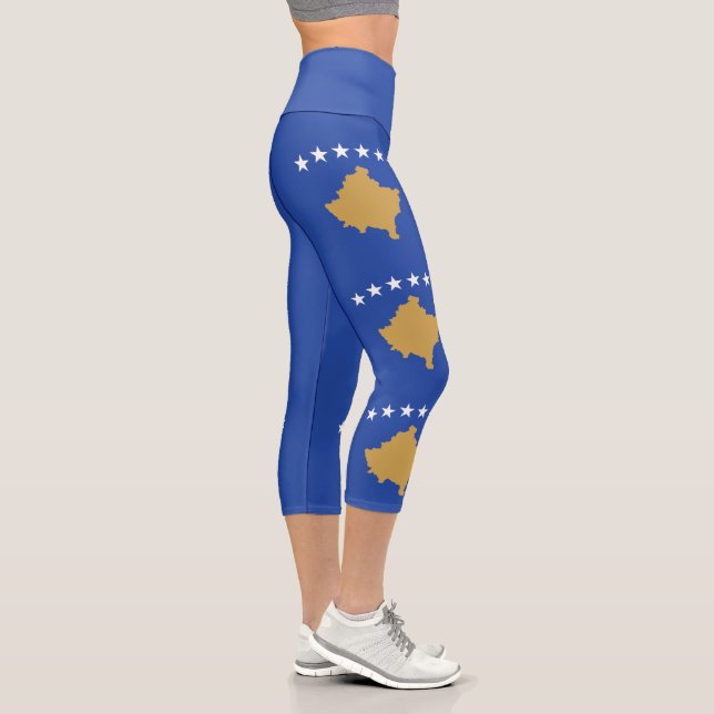 Kosovo-Flagge Capri Leggings (Rechts)
