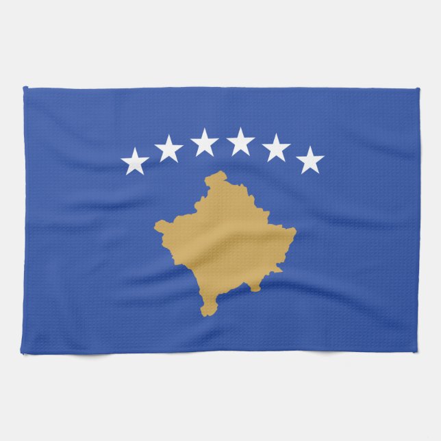 Kosovo-Flagge Geschirrtuch (Horizontal)