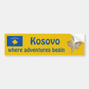 Kosovo-Flagge + Karte Aufkleber Autoaufkleber