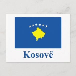 Kosovo-Flagge mit Name in albanisch Postkarte