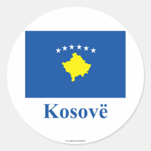 Kosovo-Flagge mit Name in albanischer Sprache Runder Aufkleber