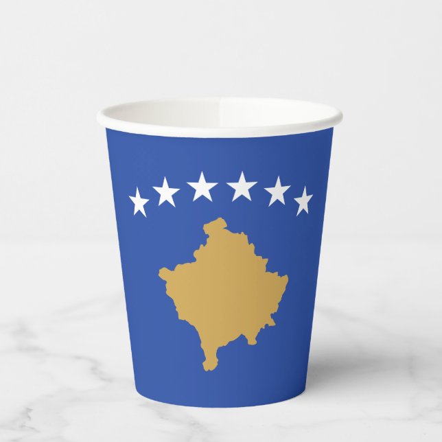 Kosovo-Flagge Pappbecher (Links)