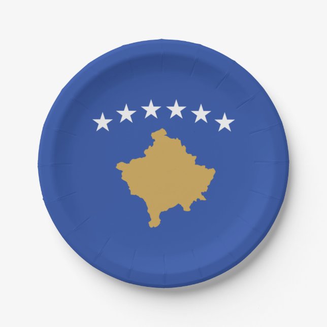 Kosovo-Flagge Pappteller (Vorderseite)