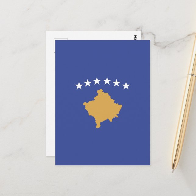 Kosovo-Flagge Postkarte (Vorderseite/Rückseite Beispiel)