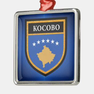 Kosovo Flagge Silbernes Ornament