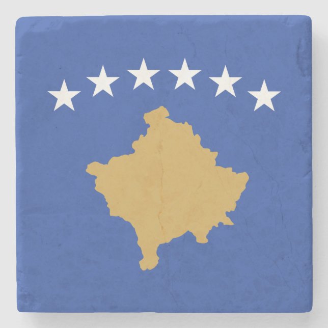 Kosovo-Flagge Steinuntersetzer (Vorderseite)