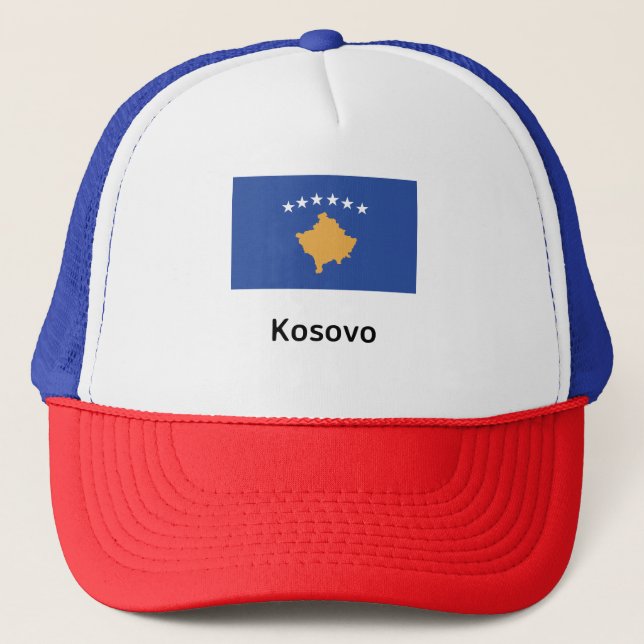 Kosovo-Flagge Truckerkappe (Vorderseite)