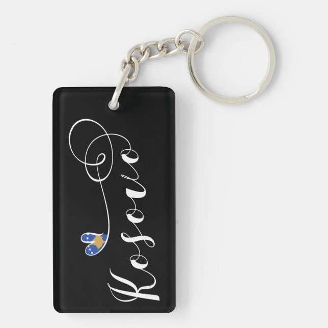 Kosovo-Flaggenherz, I Liebe Kosovo, Kosovo Schlüsselanhänger (Rückseite)