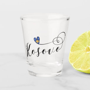 Kosovo-Flaggenherz, I Liebe Kosovo, Kosovo Schnapsglas