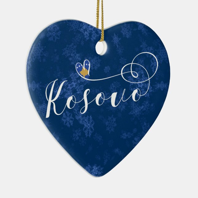 Kosovo Herz, Weihnachtsbaum-Ornament, Kosovo Keramik Ornament (Rechts)
