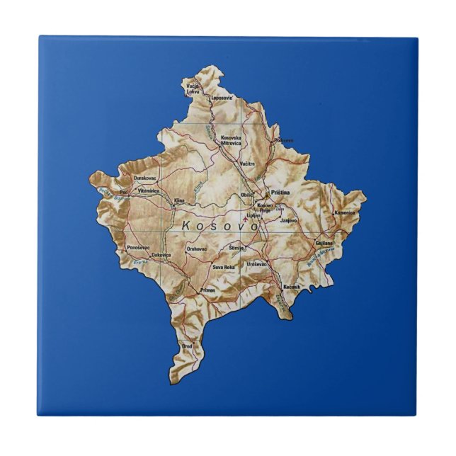 Kosovo-Kartenkachel Fliese (Vorderseite)