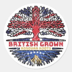Kosovo-Kosovo Britische Tree-Roots-Flagge des Vere Runder Aufkleber