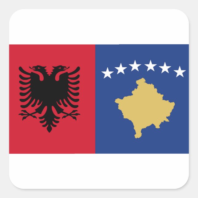 Kosovo- und Albanienaufkleber Quadratischer Aufkleber (Vorderseite)