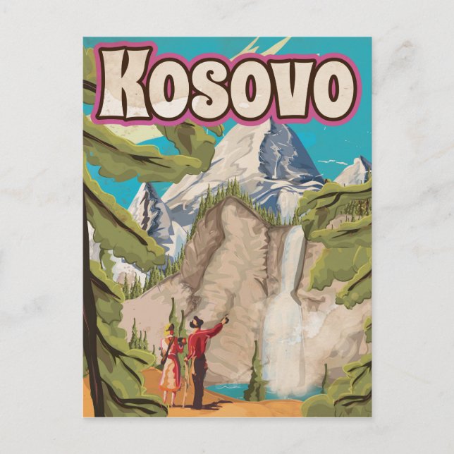 Kosovo Vintage Travel Poster Postkarte (Vorderseite)
