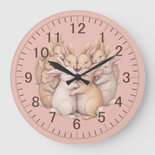 Kostbare Bunnies in einer gemütlichen, pastellfarb Große Wanduhr