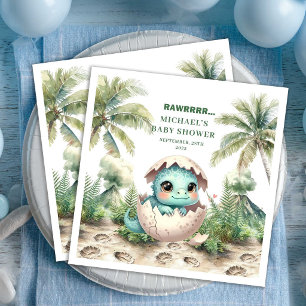 Kostbare Dino-Baby-Party bald schlüpfend Serviette