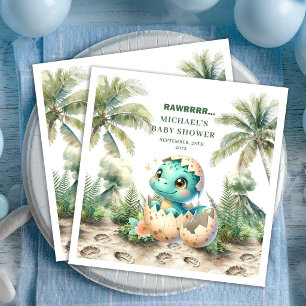 Kostbare Dino-Baby-Party Schlüpft bald Name Serviette