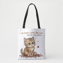 Kostbare Kaffee-liebende Kitten Tote Tasche
