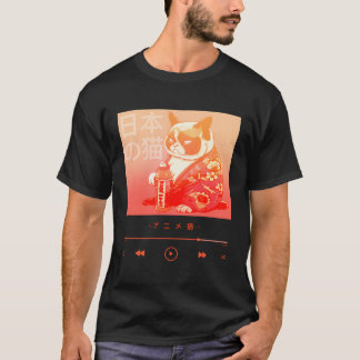 Kostbare Katze japanischen Stils in farbenfroher K T-Shirt