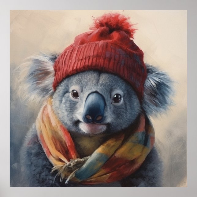 Kostbare Koala mit niedlichem Winterhut Poster (Vorne)